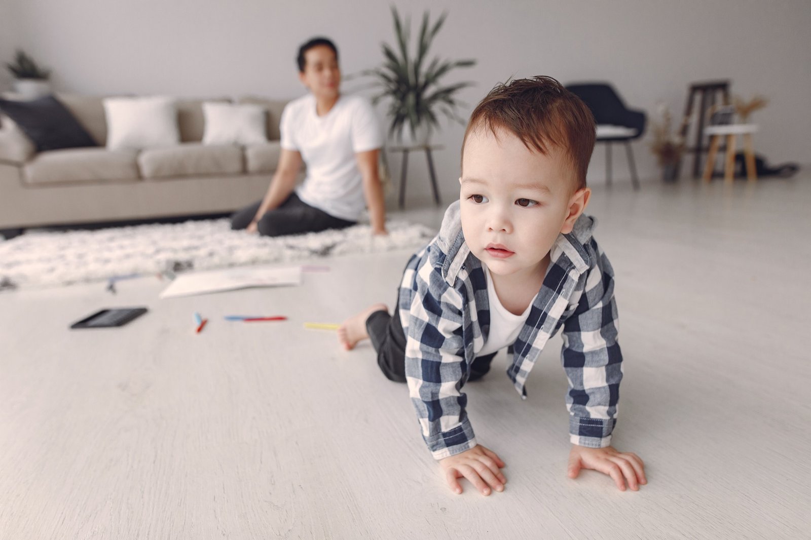 Baby crawling on the floor, exactly why used patches must be disposed of out of reach