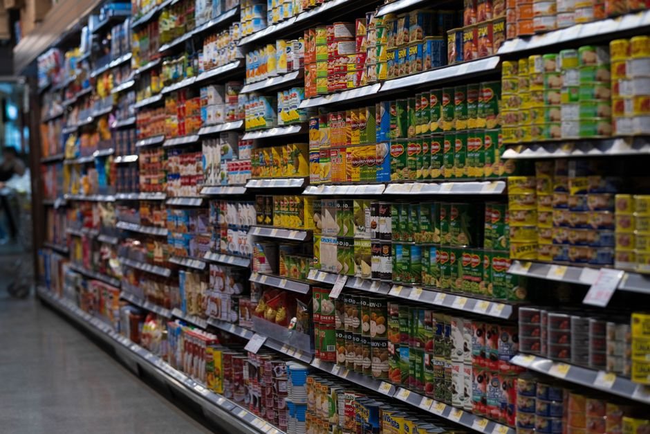 Grocery store shelf with health products